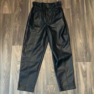 NWT Madewell faux black leather paper bag pants